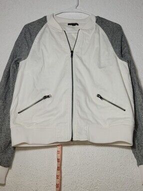 Express Women's White & Gray Bomber Jacket